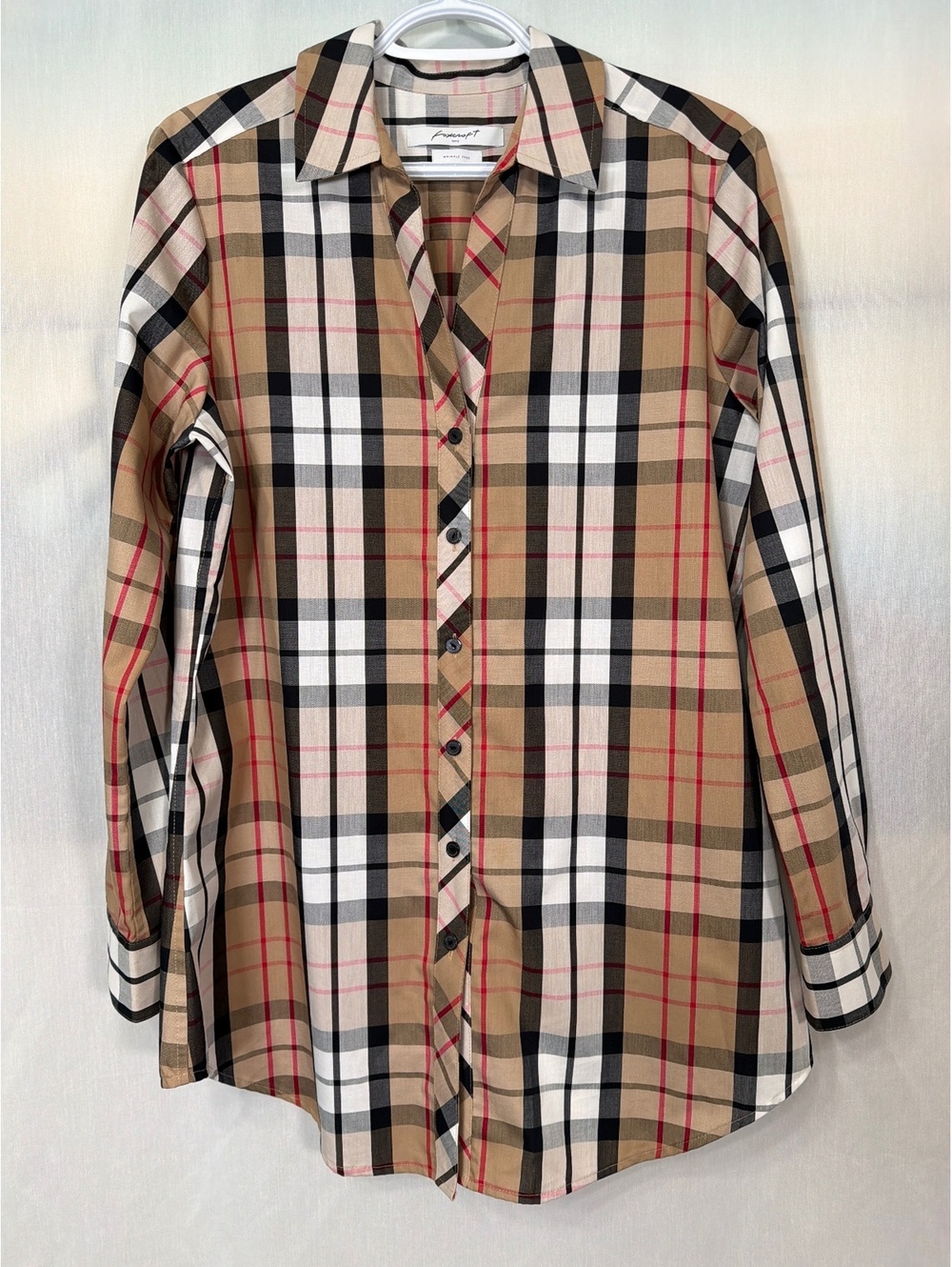 Foxcroft NYC Long Sleeve Button-Up Shirt Wrinkle Free Women's Size 10